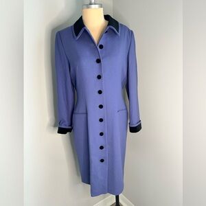 Vintage Kasper ASL|  Purple Dress with Black Velvet Details
